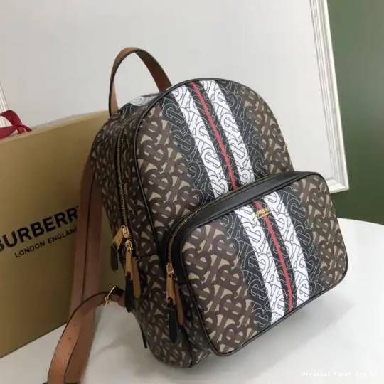 Official First Bag Ru TMONOGRAM BURBERRY E-CANVAS PRINT BACKPACK STRIPE 0611